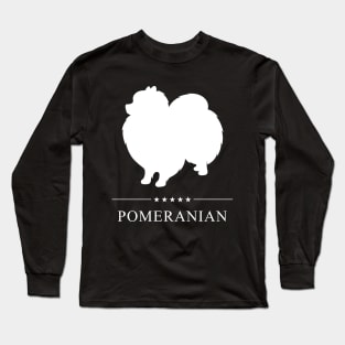 Pomeranian Dog White Silhouette Long Sleeve T-Shirt